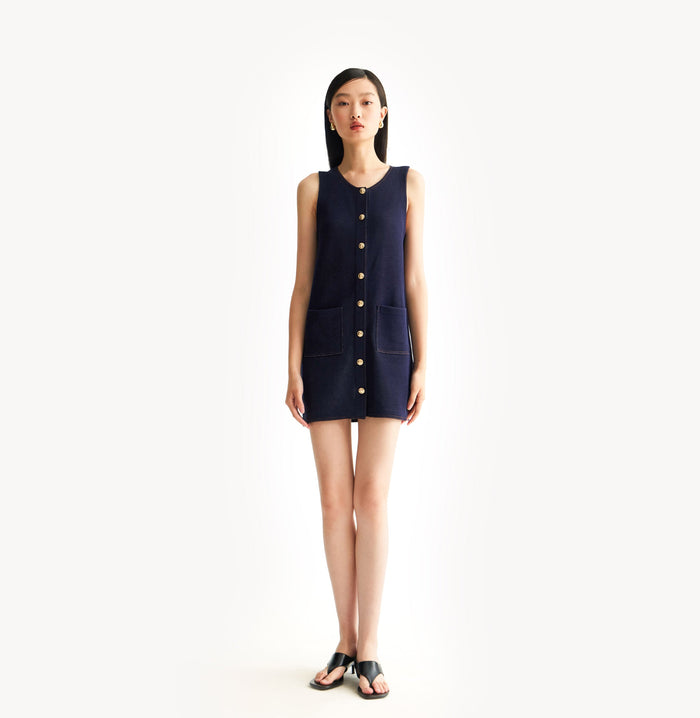 crush DENIM-LOOK VEST DRESS Navy blue