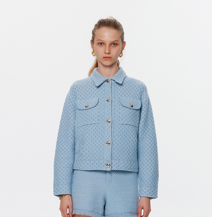 crush DENIM-LOOK WOOL TUCKER JACKET Blue