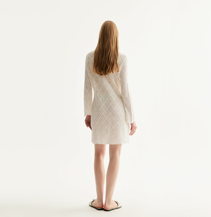 Crush DIAMOND POINTELLE DRESS White