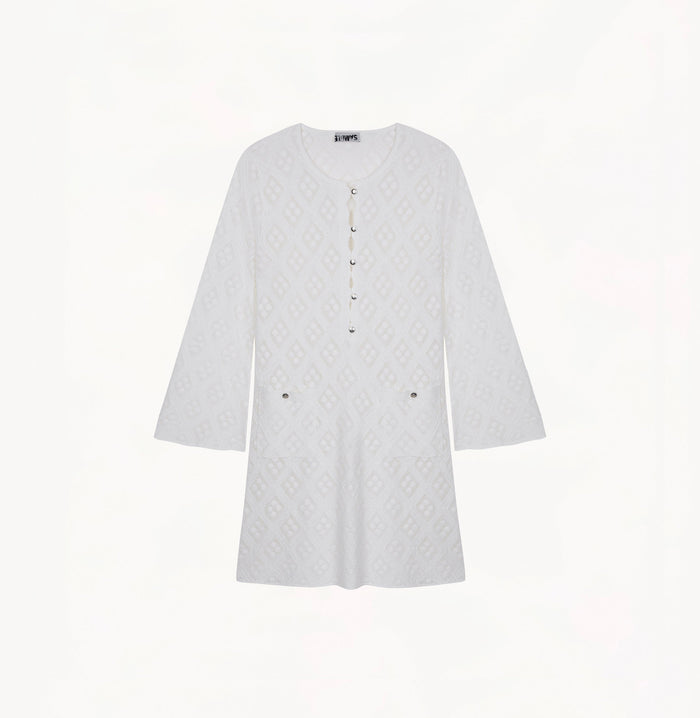 Crush DIAMOND POINTELLE DRESS White