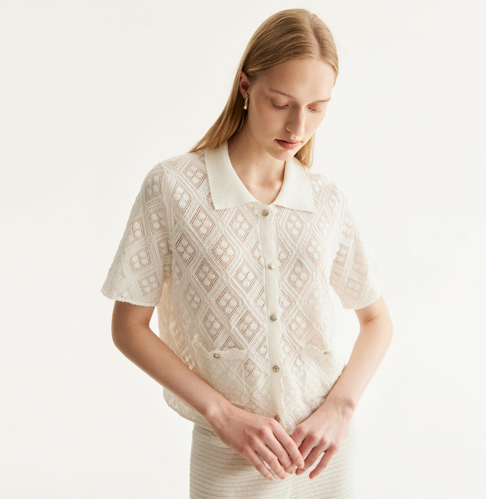 Crush DIAMOND POINTELLE SHIRT White