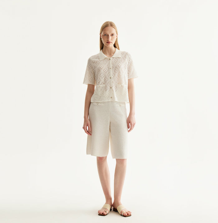 crush DIAMOND POINTELLE SHIRT White