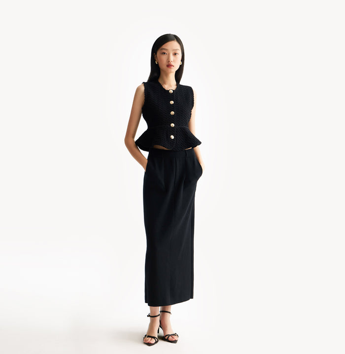 crush EMBOSSED WAISTCOAT Black