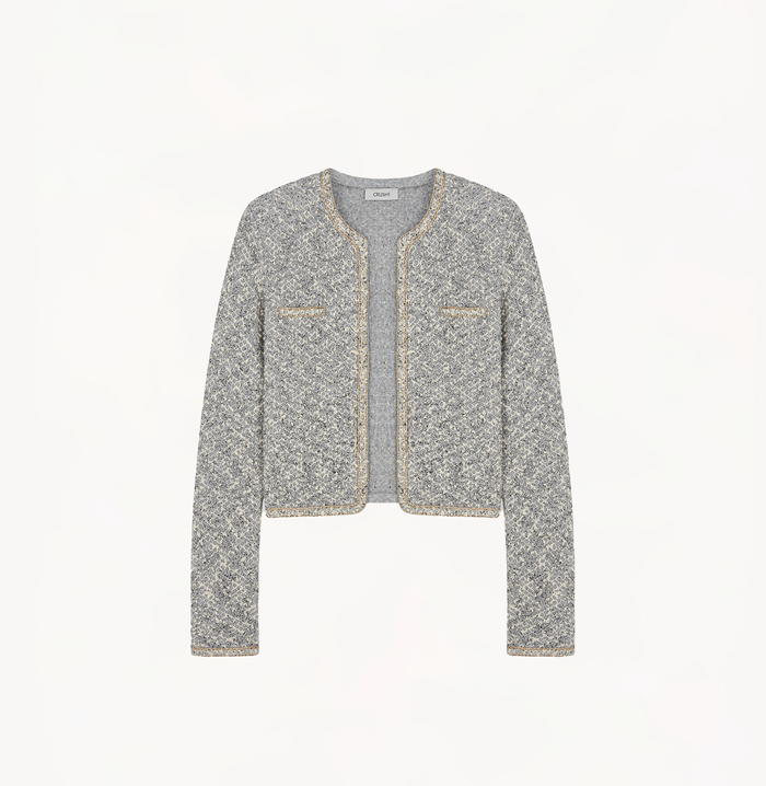 Crush FANCY BOUCLÉ PLACKET JACKET Grey