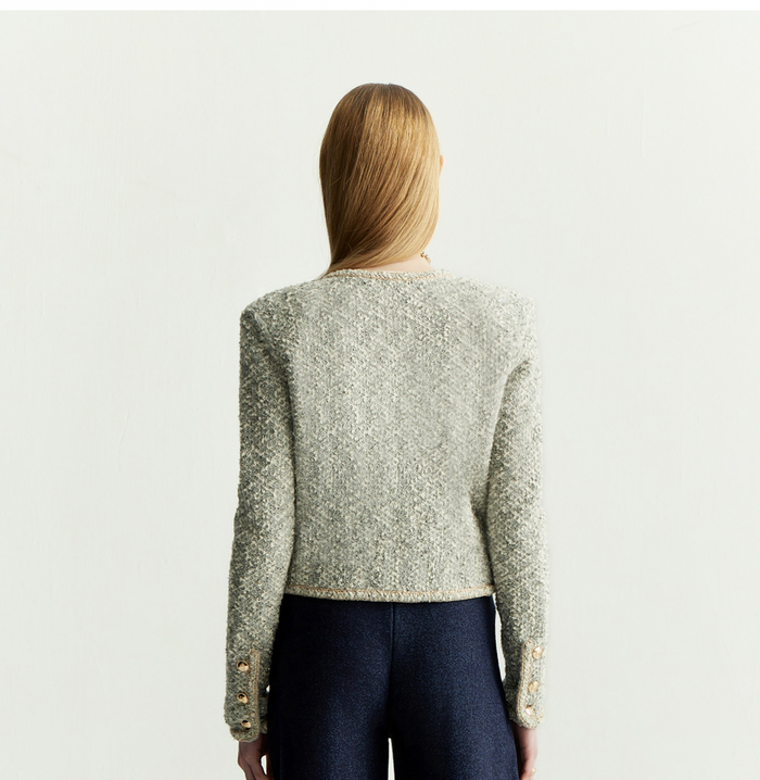 Crush FANCY BOUCLÉ PLACKET JACKET Grey