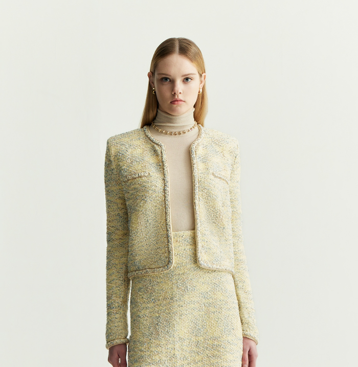 Crush FANCY BOUCLÉ PLACKET JACKET Grey