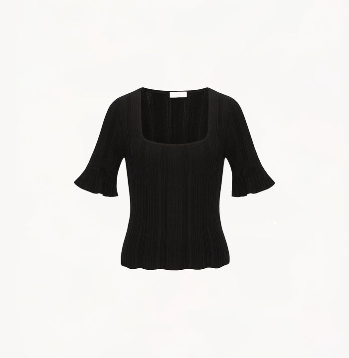 Crush FLARED SQUARE NECK TOP Black