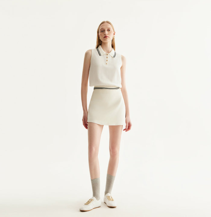 crush GOLD BUTTONED SKORTS White