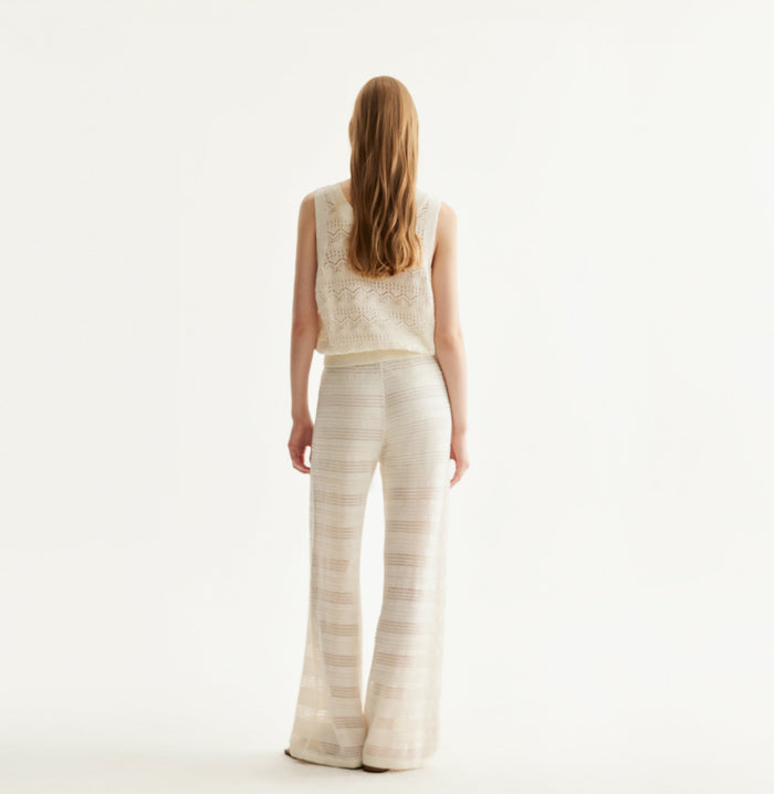 Crush LINEN SEQUINED POINTELLE TANK TOP White