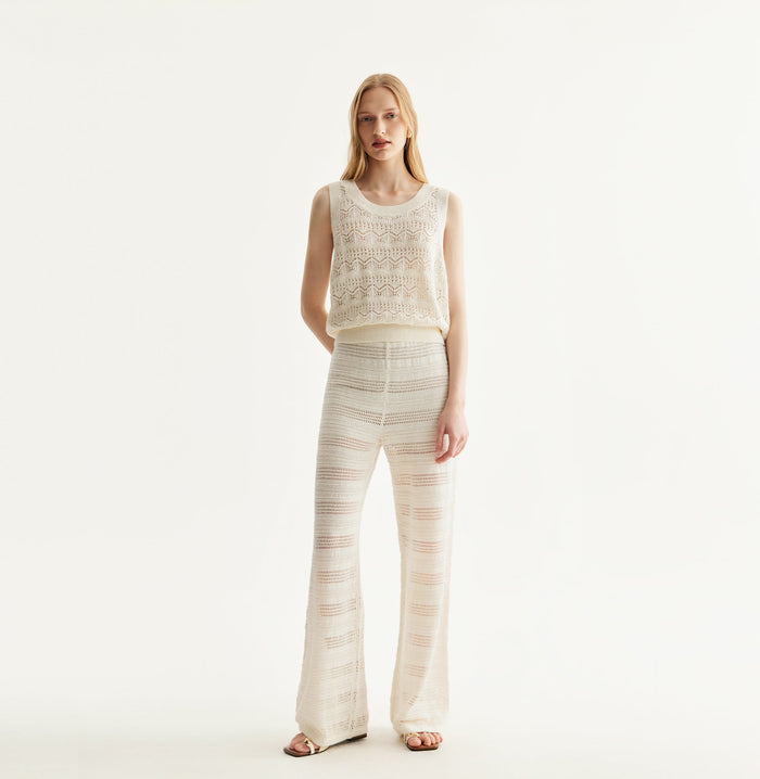 crush LINEN SEQUINED POINTELLE TANK TOP White