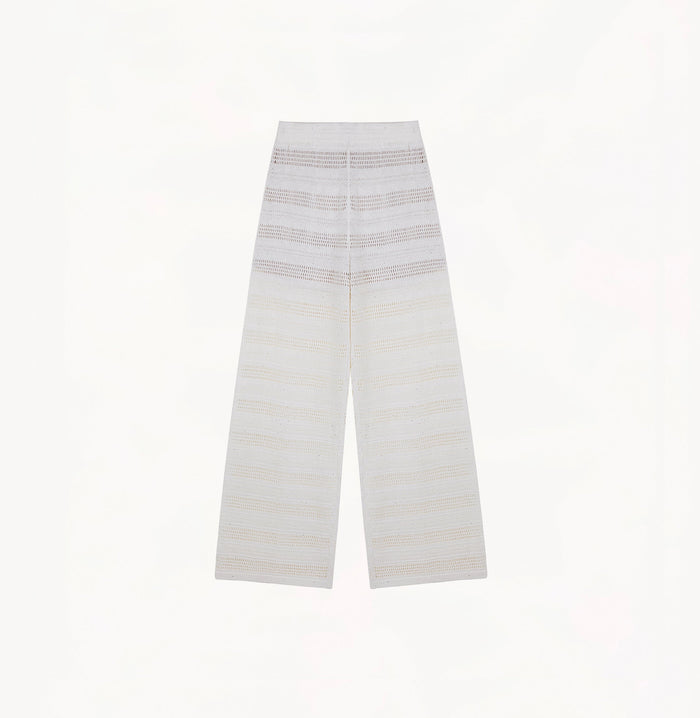 Crush LINEN SEQUINED POINTELLE TROUSERS White