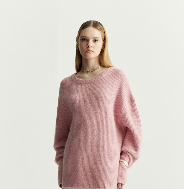 Crush MEN'S CREWNECK RIBBED SWEATER Fushia