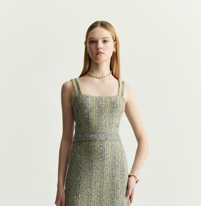 crush METALLIC TWEED CAMISOLE Metallic black