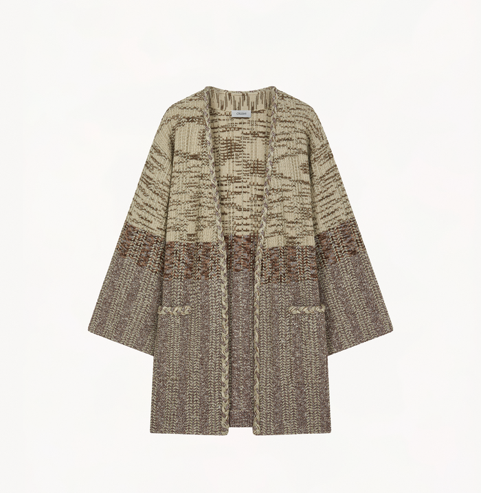 Crush METALLIC TWEED KIMONO-SLEEVED COAT Camel