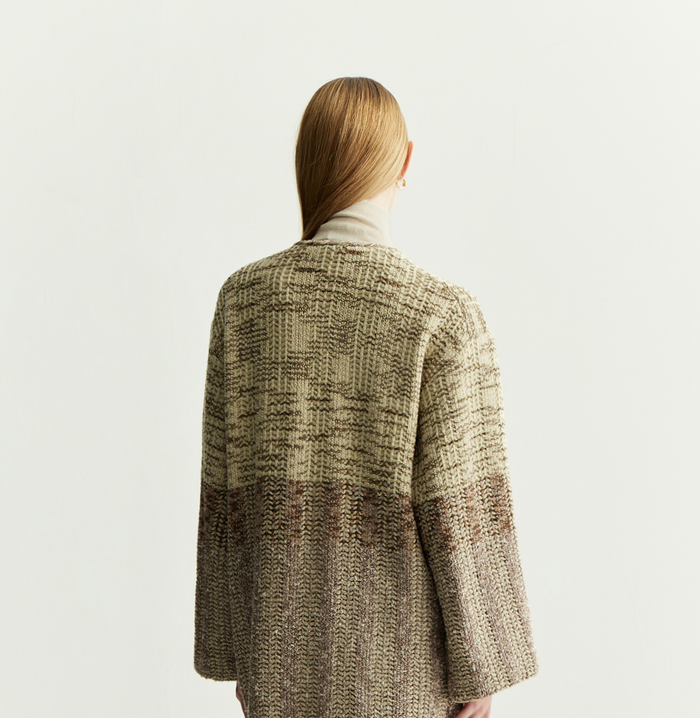Crush METALLIC TWEED KIMONO-SLEEVED COAT Camel