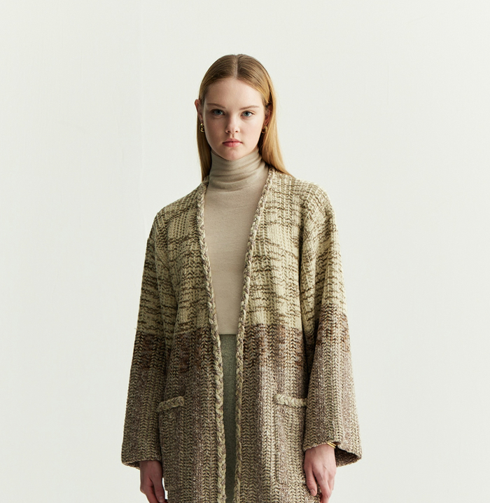crush METALLIC TWEED KIMONO-SLEEVED COAT Camel