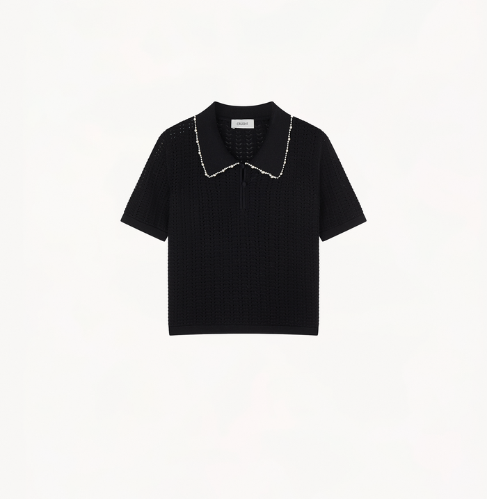 Crush PEARL EMBELLISHED POLO Black