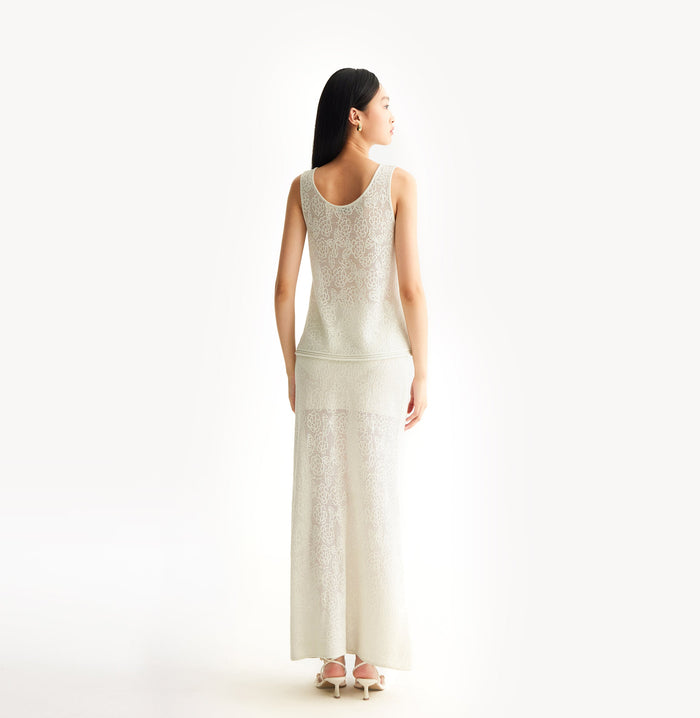 Crush POINTELLE JACQUARD U-NECK TANK TOP White