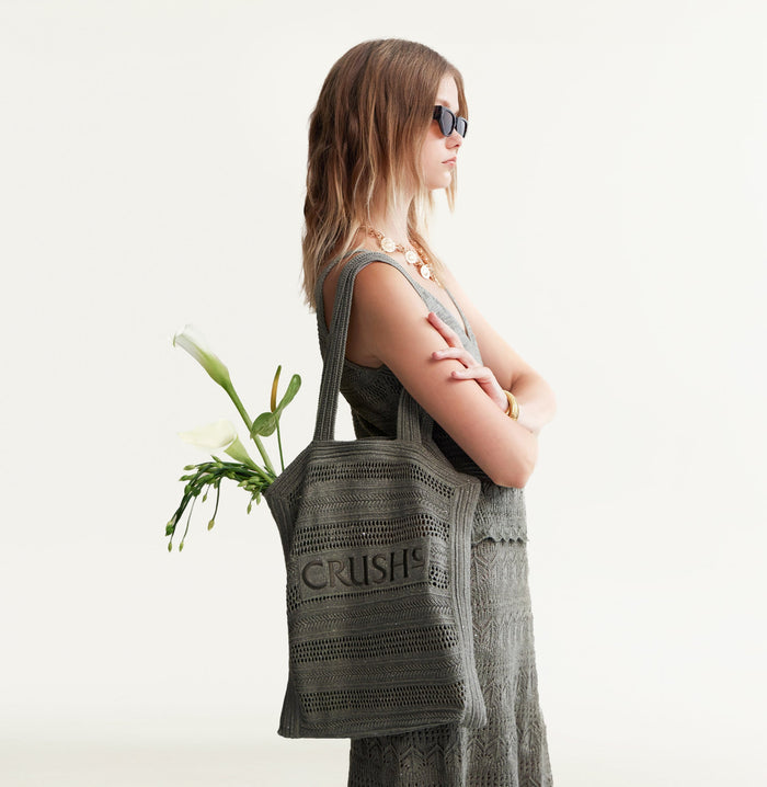 crush POINTELLE TOTE BAG Grey green