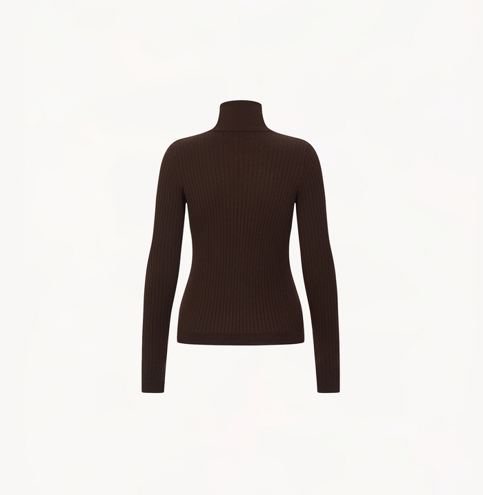 Crush RIBBED CASHMERE TURTLENECK TOP White