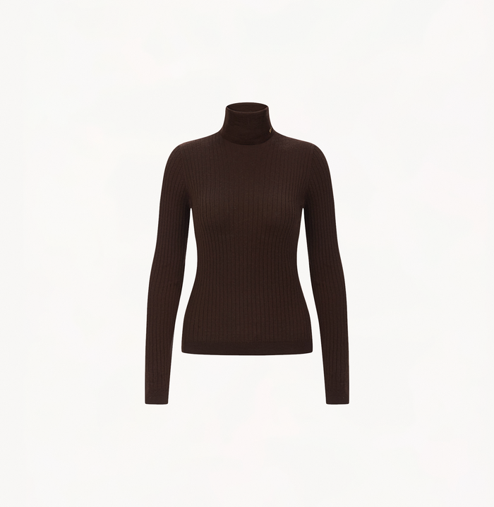 Crush RIBBED CASHMERE TURTLENECK TOP White