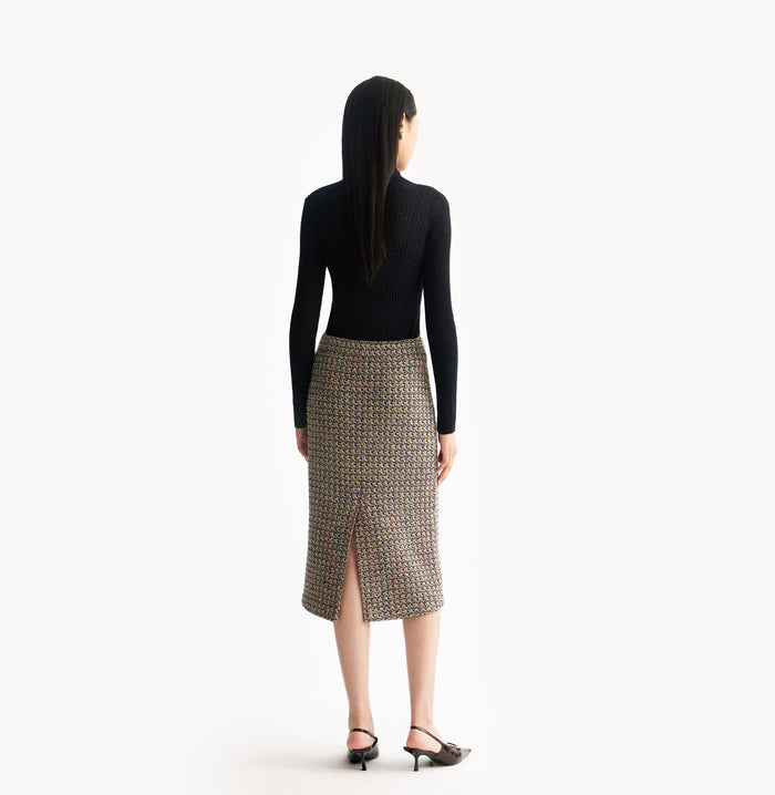 Crush RIBBED OMBRÉ CASHMERE TURTLENECK TOP Black
