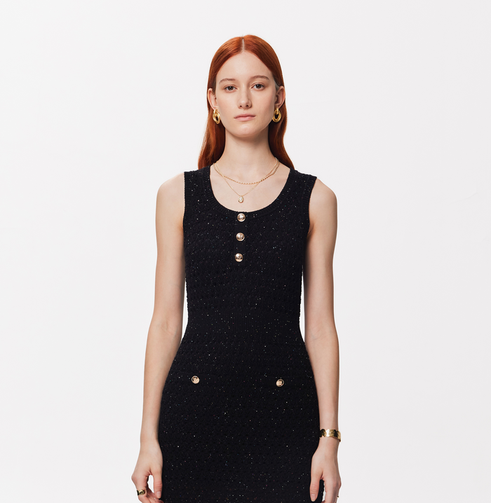 crush SEQUIN HOLLOW OUT DRESS Black