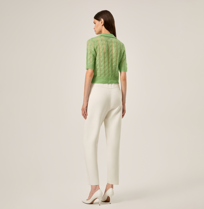 Crush SHEER MOHAIR SHORT SLEEVE POLO SHIRT White