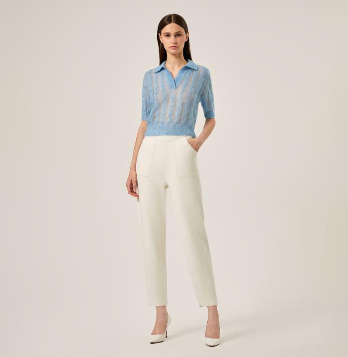 Crush SHEER MOHAIR SHORT SLEEVE POLO SHIRT White