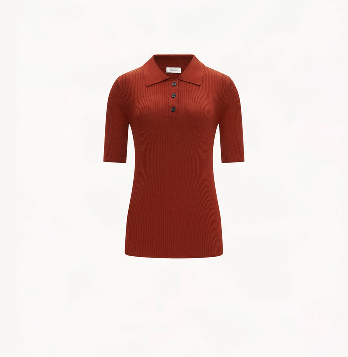 Crush SILK AND WOOL POLO SHIRT Chestnut