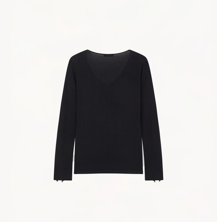 Crush SILK CASHMERE BUTTONED TOP Black