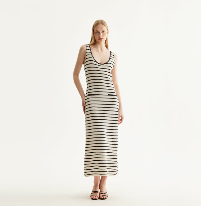 crush STRIPED DRESS White / Black stripes