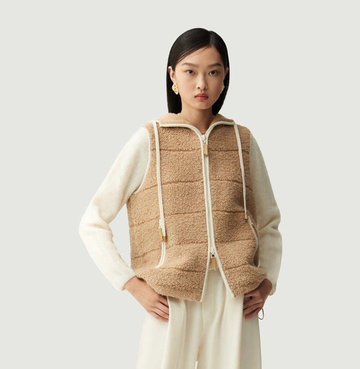 Crush TEDDY BOUCLÉ HOODED GILET Camel