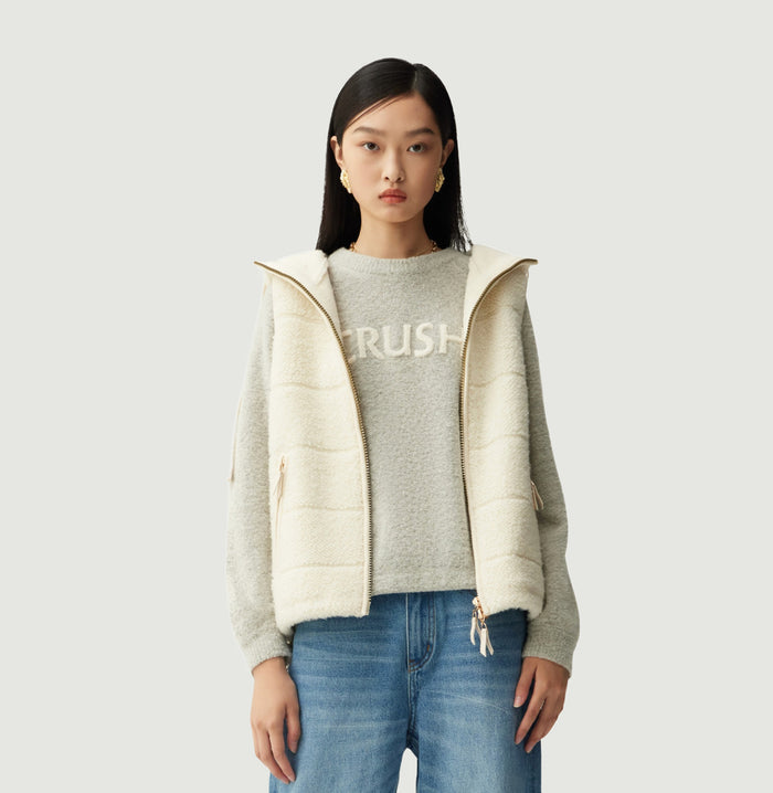 crush TEDDY BOUCLÉ HOODED GILET Camel