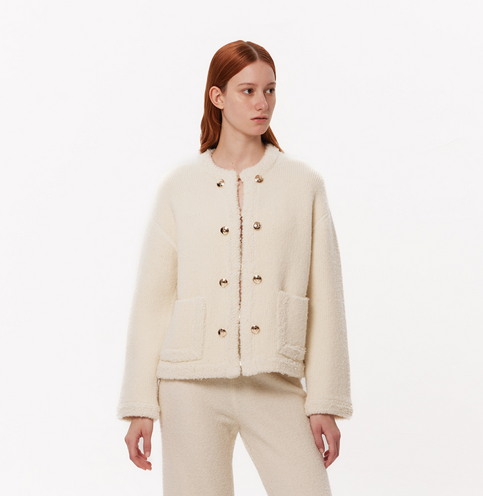 crush TEDDY BOUCLÉ MANDARIN JACKET Cream
