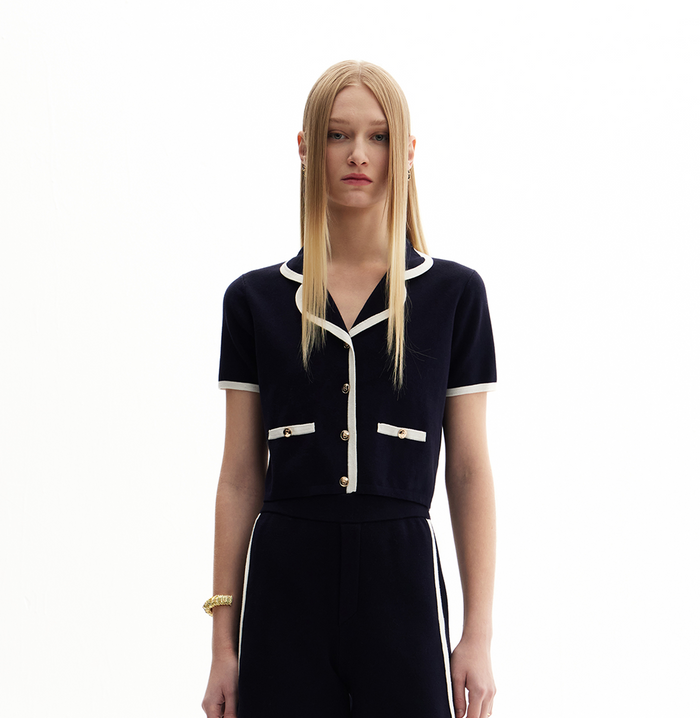 Crush TRIMMED SHORT-SLEEVED LAPEL JACKET White