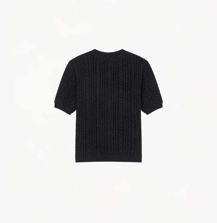 Crush VELVET CABLE-KNIT TOP Black