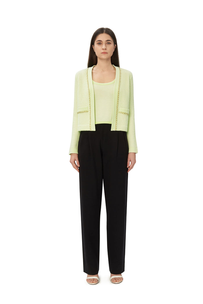 crush WAFFLE KNIT CASHMERE CARDIGAN Milk Taro