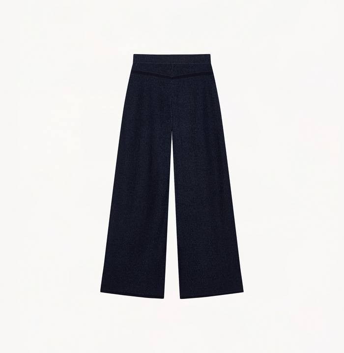 Crush DENIM-LOOK WIDE-LEG FLARED TROUSERS Navy Blue