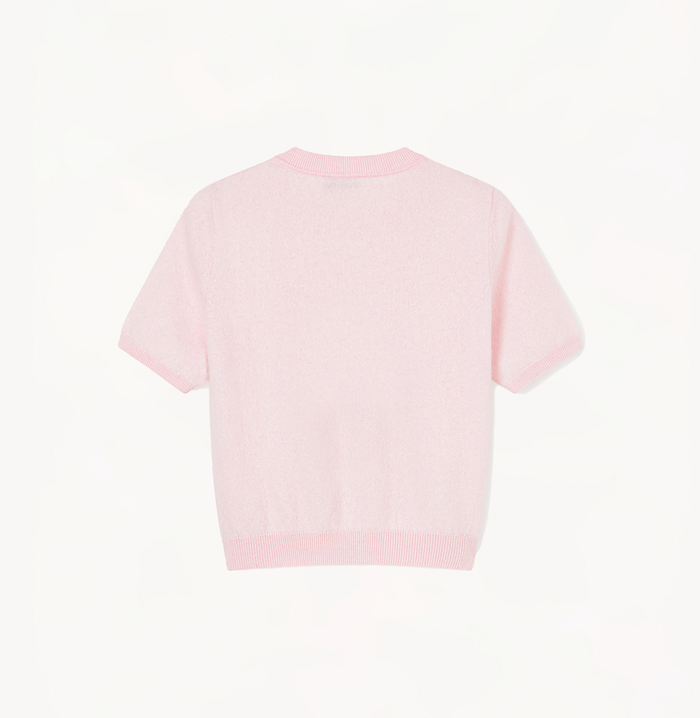 Crush FLUFFY CASHMERE MOTIF-PRINTED CREWNECK TOP Light Pink