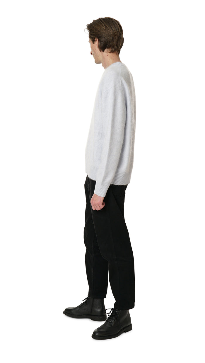 Crush FLUFFY CREW-NECK CASHMERE WOOL BLEND TOP-MEN Light Blue