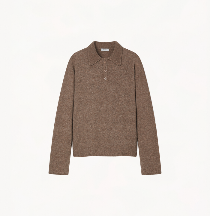 Crush MEN'S LONG-SLEEVED POLO SWEATER Greyish Brown