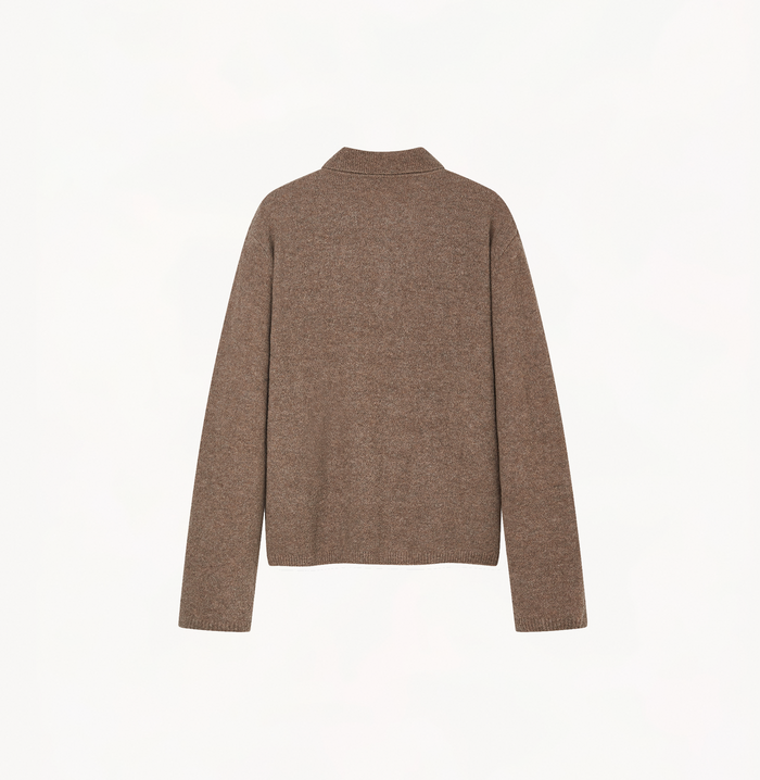 Crush MEN'S LONG-SLEEVED POLO SWEATER Greyish Brown