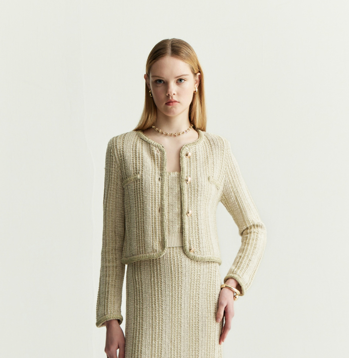 crush METALLIC TWEED JACKET Metallic champagne gold