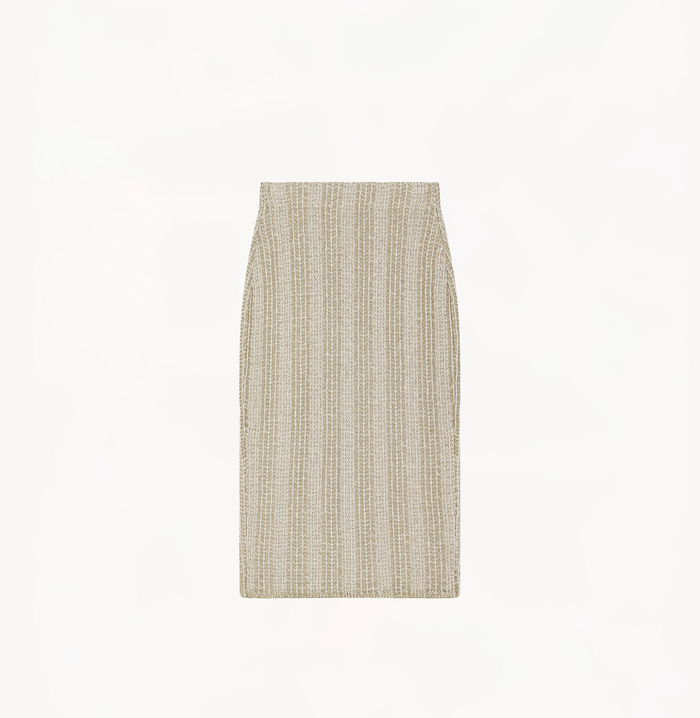 Crush METALLIC TWEED OPEN SLIT MAXI SKIRT Metallic Champagne Gold