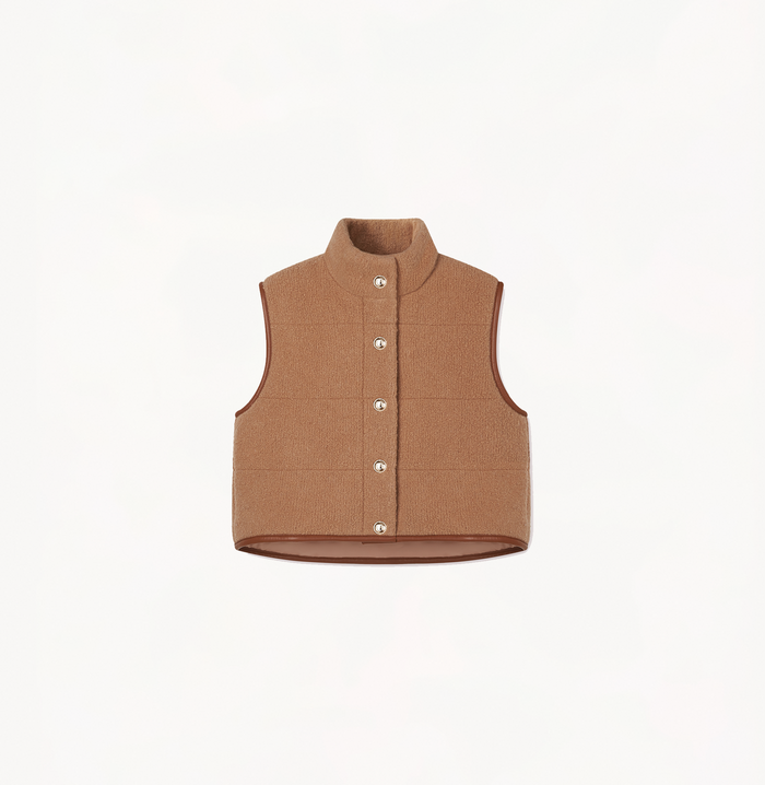 Crush QUILTED COTTON SHORT VEST WITH STAND COLLAR Orchid
