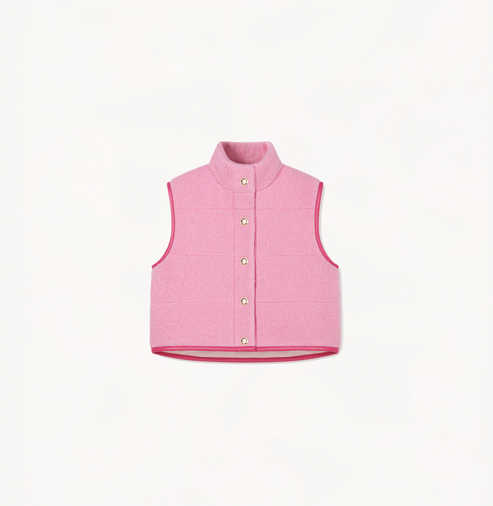 Crush QUILTED COTTON SHORT VEST WITH STAND COLLAR Orchid