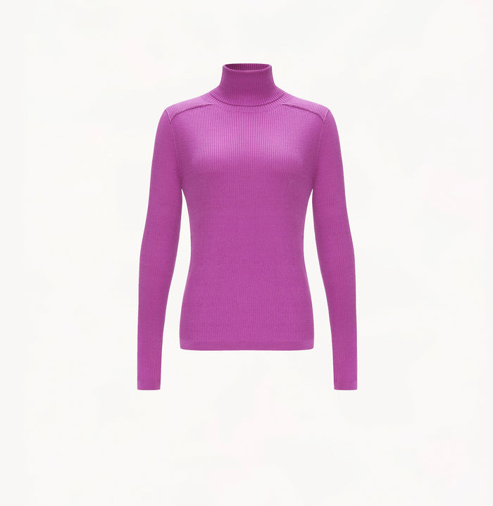 Crush SILK AND CASHMERE RIBBED TURTLENECK TOP - CRUSH Wear Dark Grey