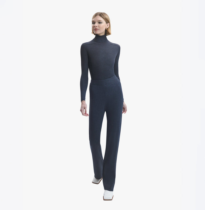 Crush SILK AND CASHMERE RIBBED TURTLENECK TOP - CRUSH Wear Dark Grey