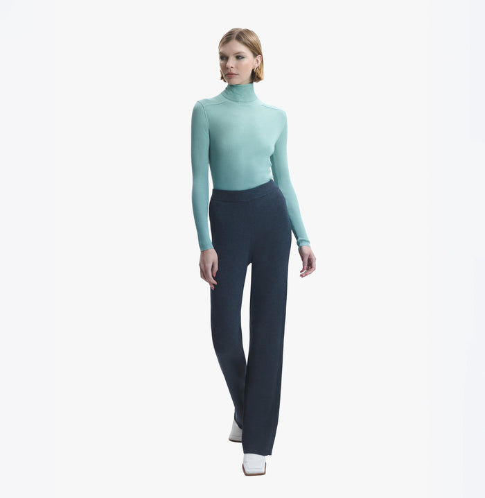 Crush SILK AND CASHMERE RIBBED TURTLENECK TOP - CRUSH Wear Dark Grey
